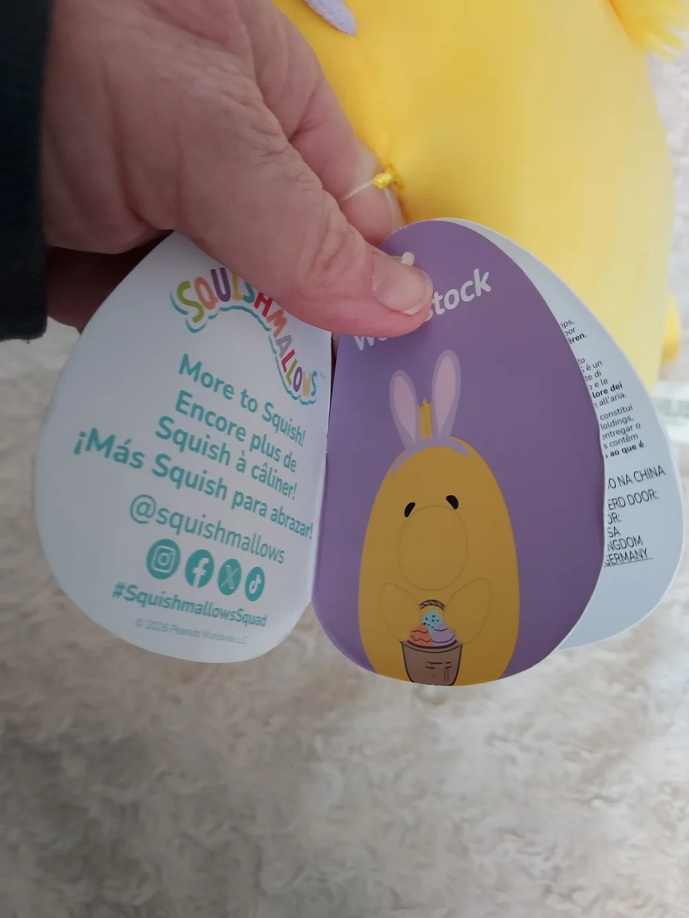 Squishmallows Peanuts Woodstock Bunny Easter Egg Basket Plush Classic